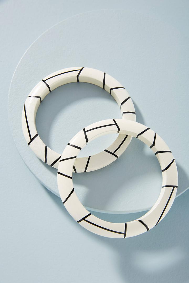 Elk Geometric Wooden Bangle Set