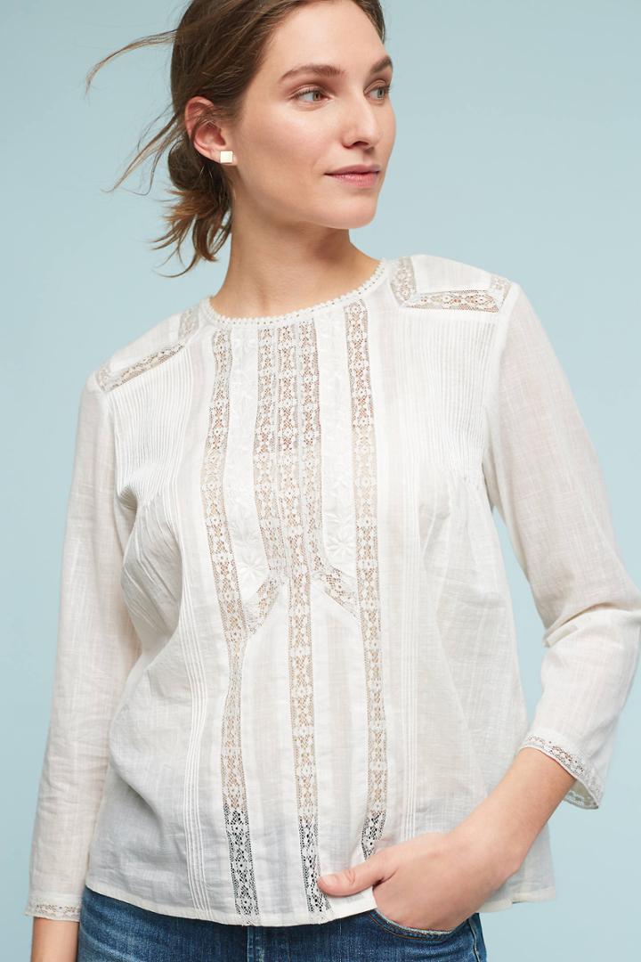 Indi & Cold Rylan Lace Pintucked Blouse