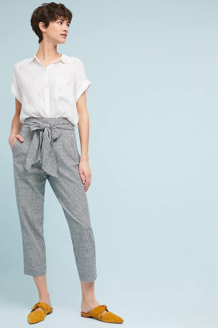 Cartonnier Tie-waist Gingham Trousers