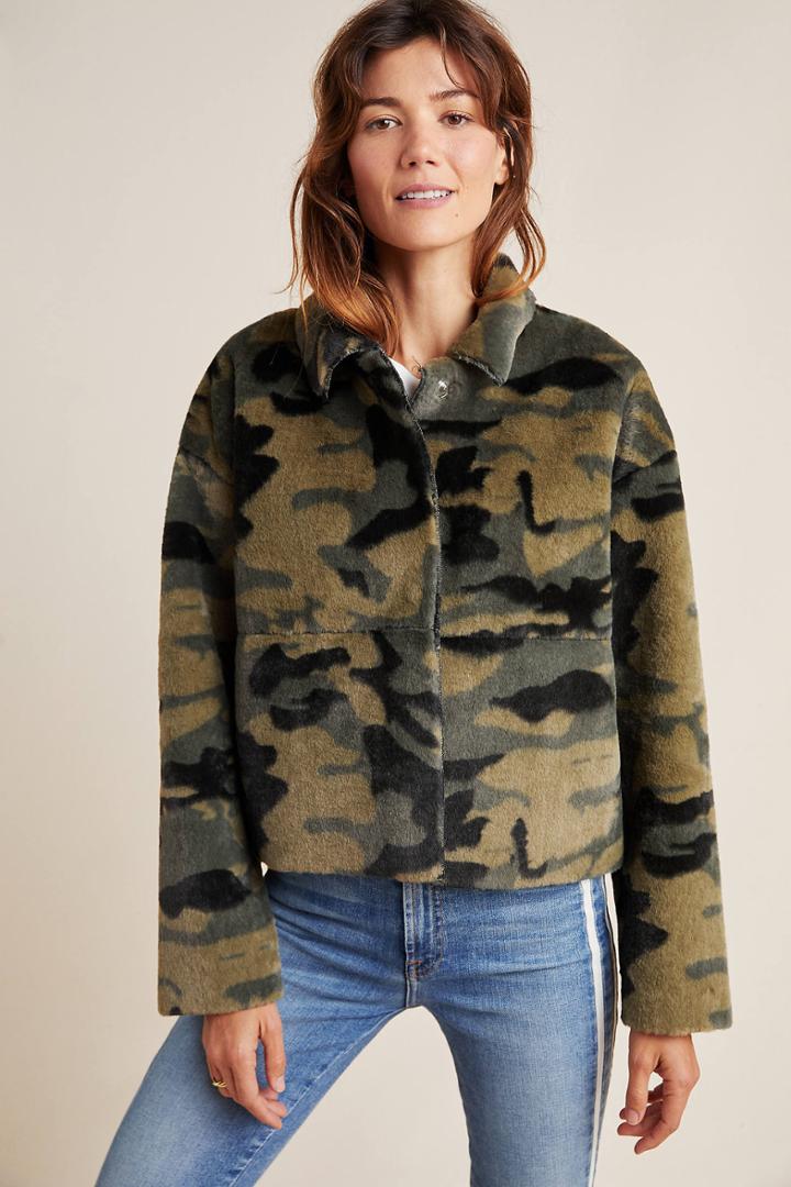 Nvlt Vincenza Camo Faux Fur Jacket