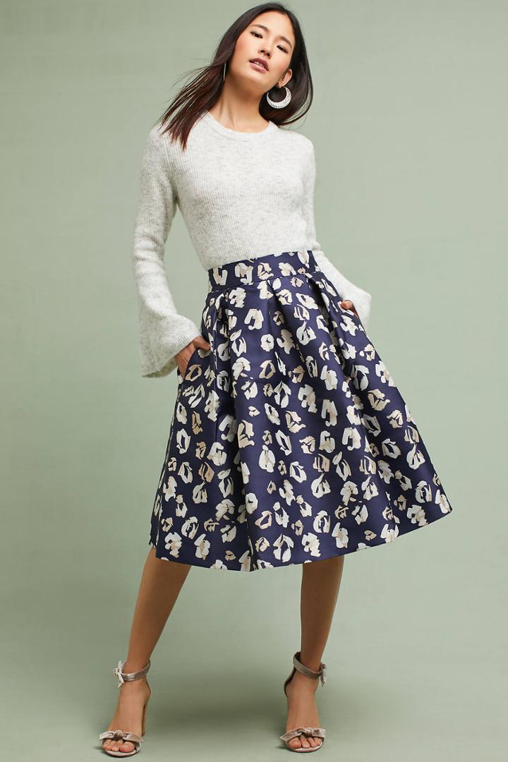 Eliza J Jacquard Leopard Skirt