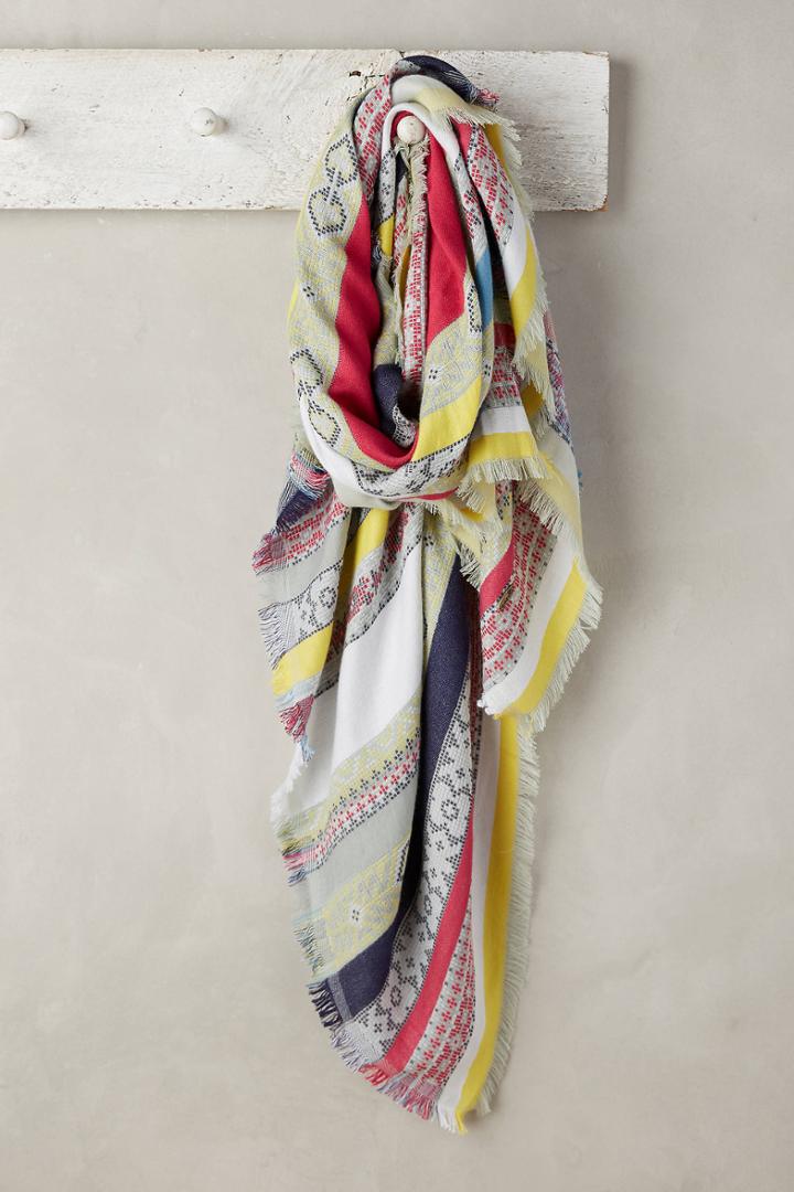 Anthropologie Striped Jacquard Scarf