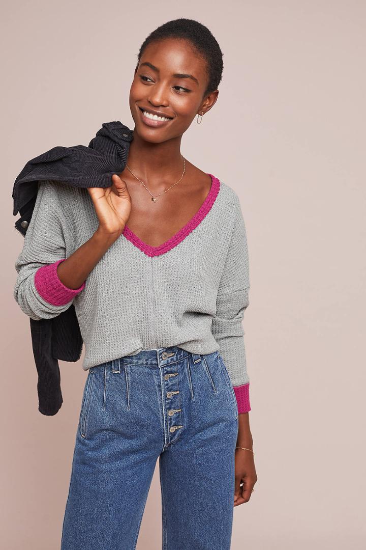 Eri + Ali Two-toned Waffle Top