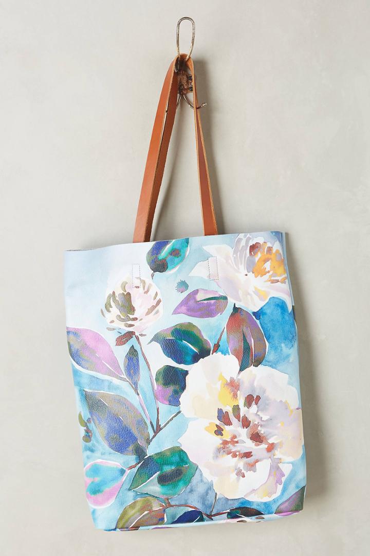 Anthropologie Painted Florals Tote