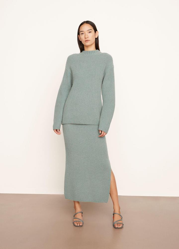 Vince Boxy Rib Mock Neck Sweater