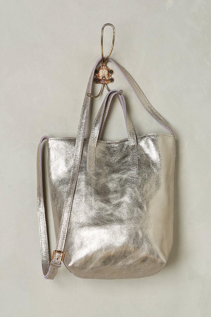 Anthropologie Mini Metallic Tote Bag