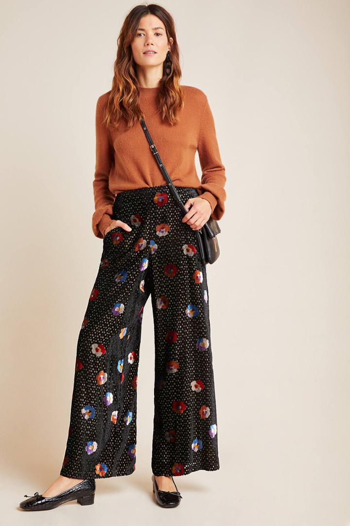 Eva Franco Pasquette Velvet Wide-leg Pants