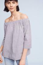 Sunday In Brooklyn Striped Poplin Off-the-shoulder Blouse