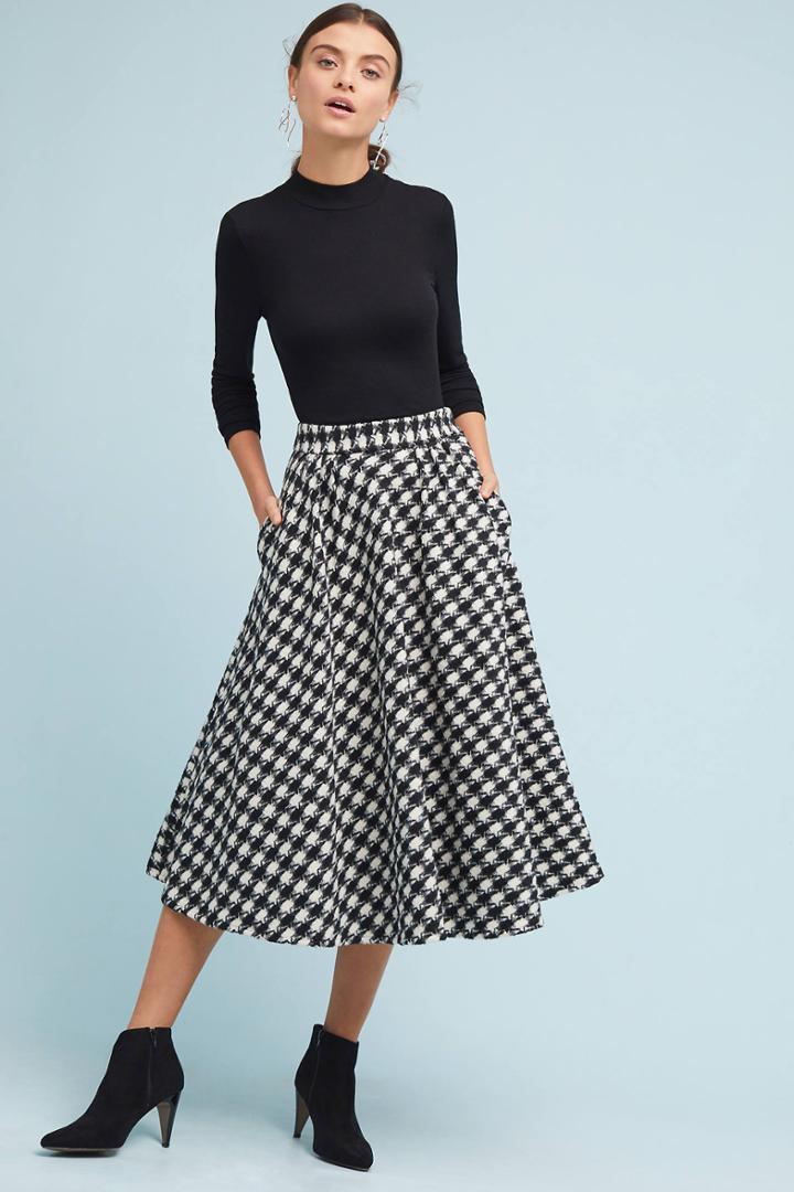 Traffic People Houndstooth Midi Skirt