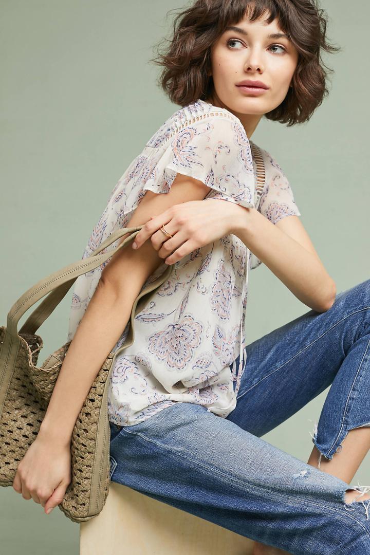 Maeve Lori Flutter-sleeve Top