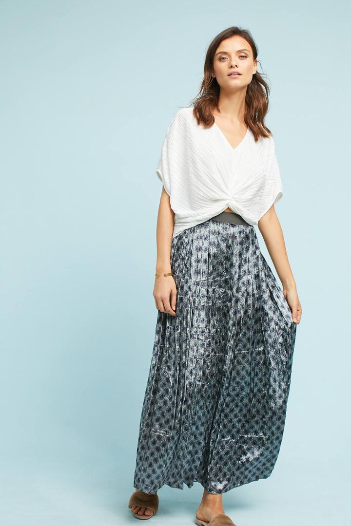Bl-nk Pleated Velvet Maxi Skirt