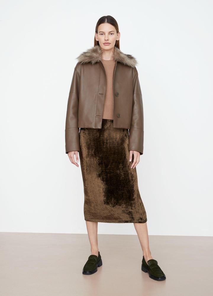 Vince Combo Collar Leather Jacket