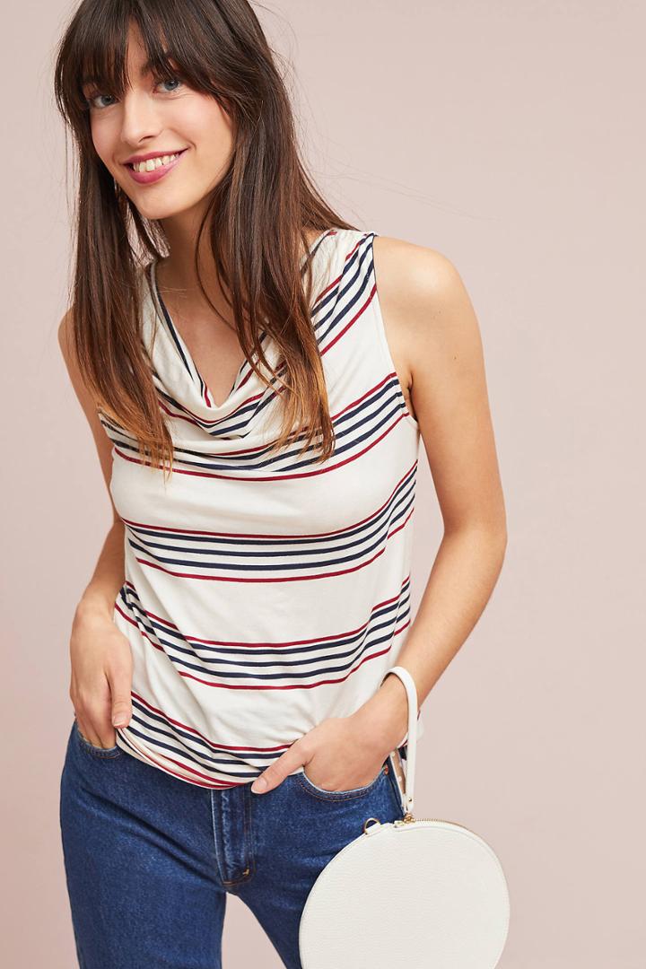 Pure + Good Striped Cowl-neck Tank