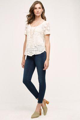 Pilcro Serif Raw-hem Jeans Light Denim