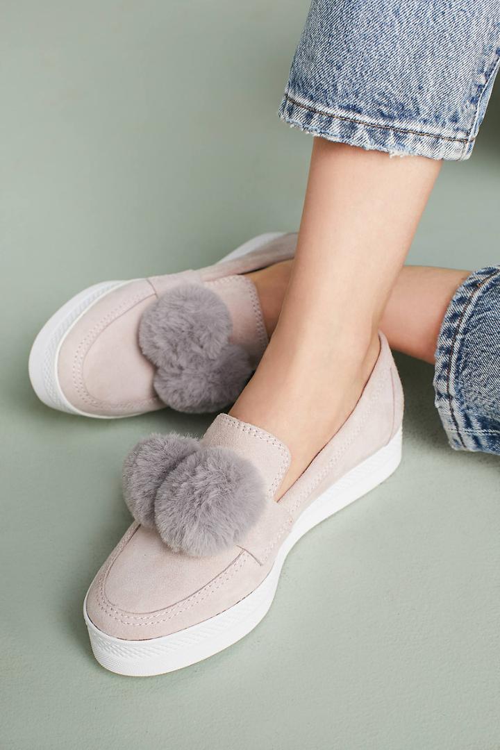 All Black Pom Pom Sneakers