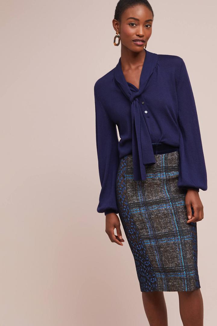 Byron Lars Plaid Pencil Skirt