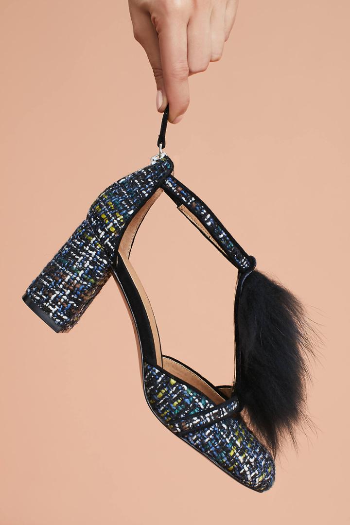 Bettye By Bettye Muller Faux Fur T-strap Heels