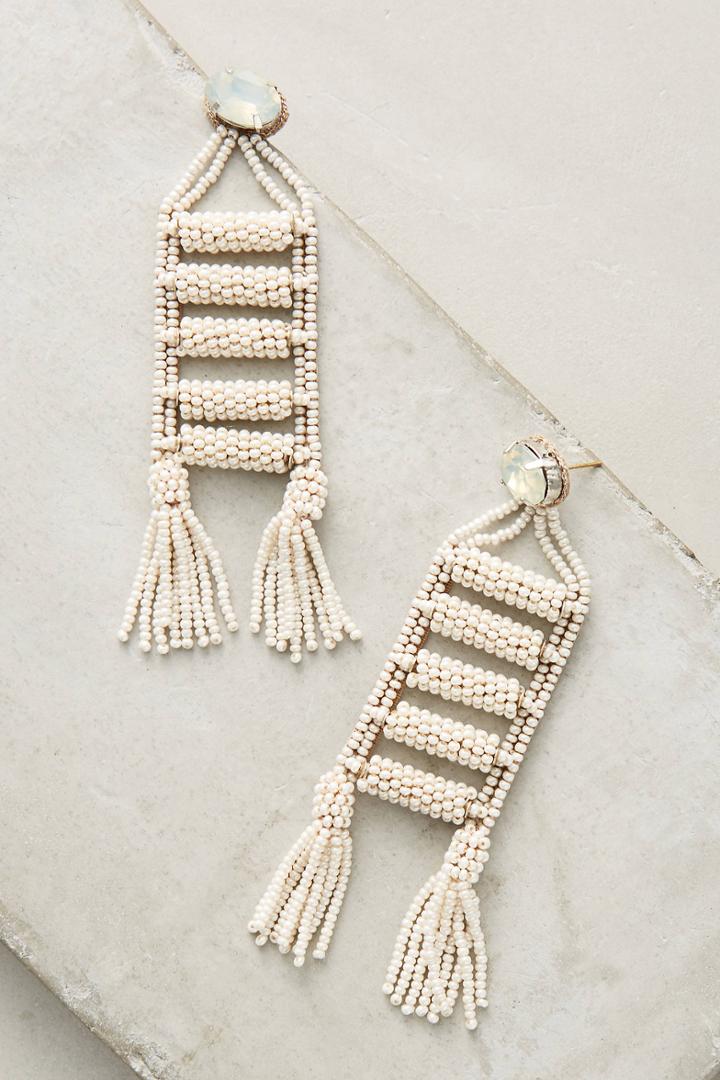 Anthropologie Fringed Ladder Drop Earrings