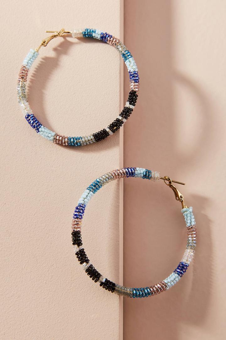 Olivia Dar Beaded Stripes Hoop Earrings