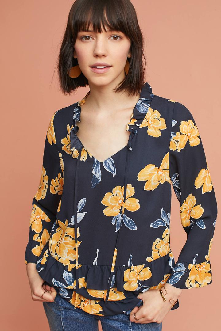 Paper Crown Ruffled Floral Blouse