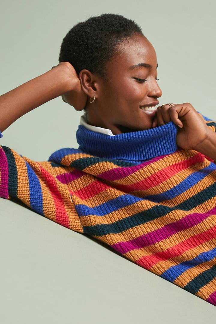 Chinti & Parker Karla Striped Cashmere Turtleneck