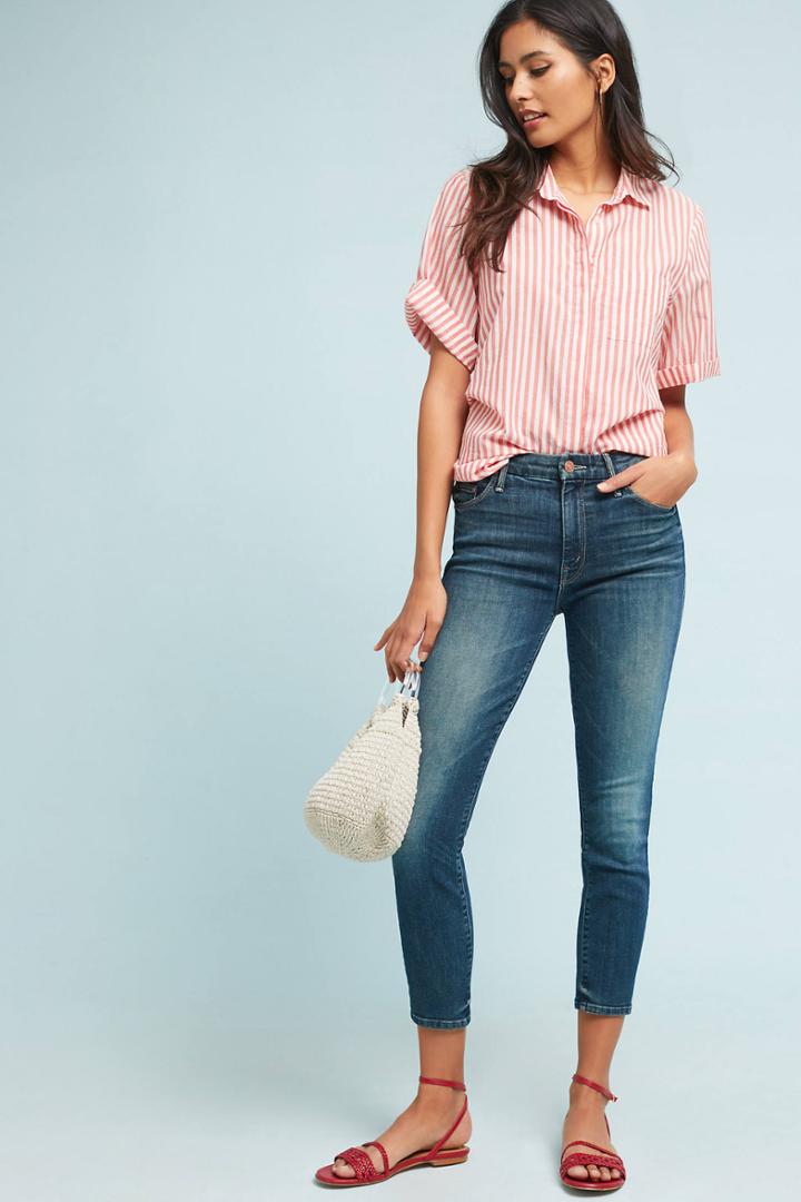 Mother The Looker High-rise Cropped Skinny Jeans