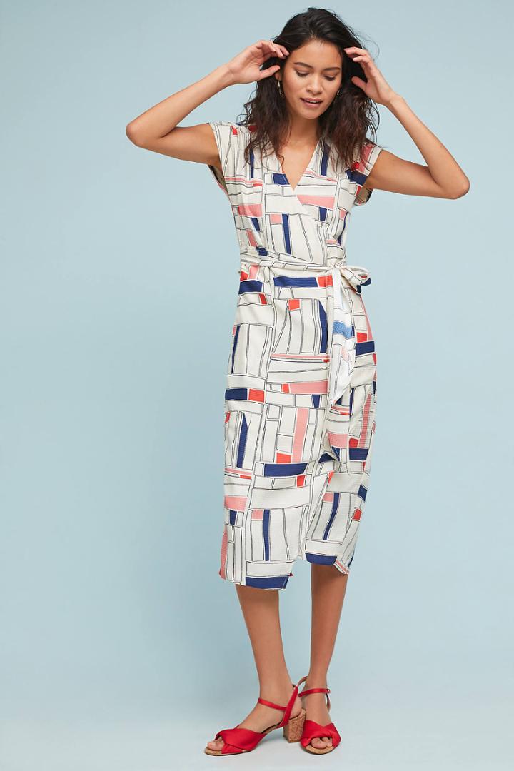 34n 118w Geometric Silk Wrap Dress