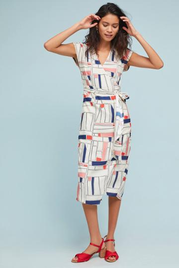 34n 118w Geometric Silk Wrap Dress