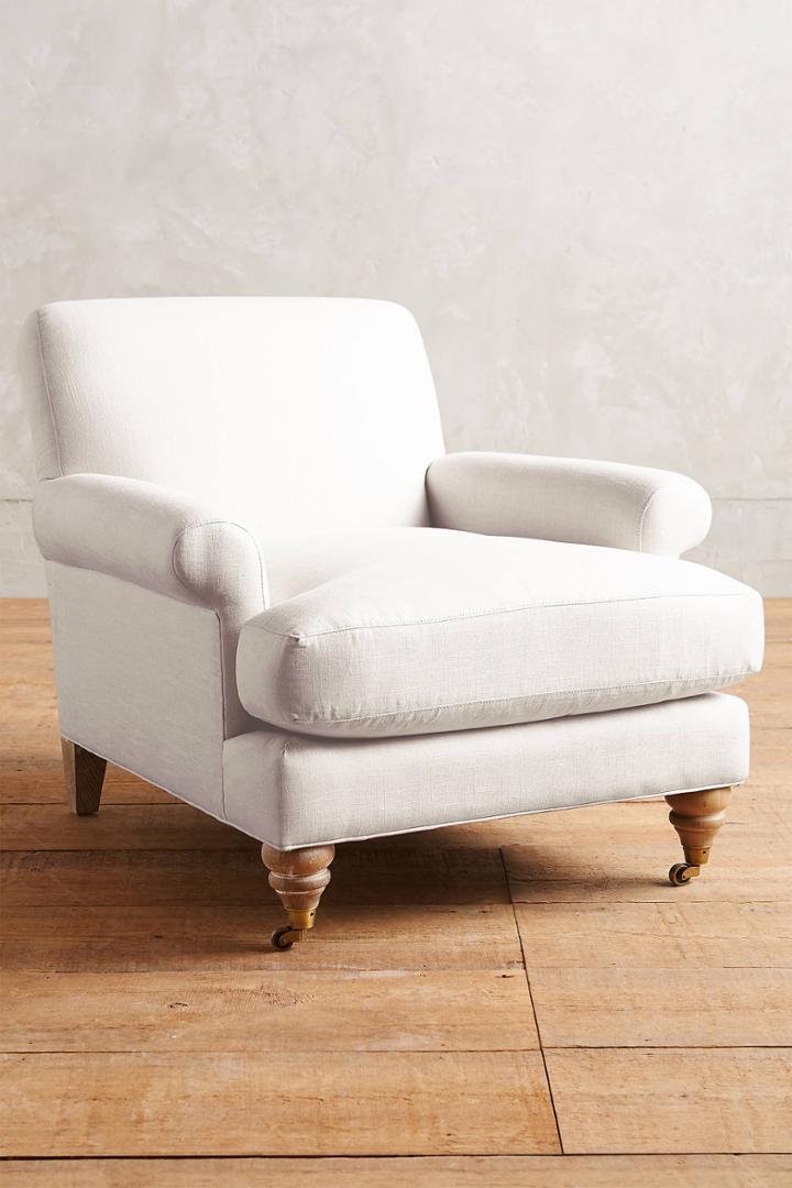 Anthropologie Belgian Linen Willoughby Chair, Wilcox