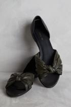 All Black Eel Bow Flats Green