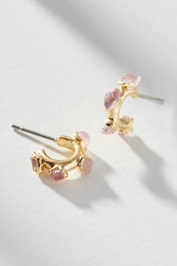 Dani Barbe Rose Quartz Hugger Hoop Earrings