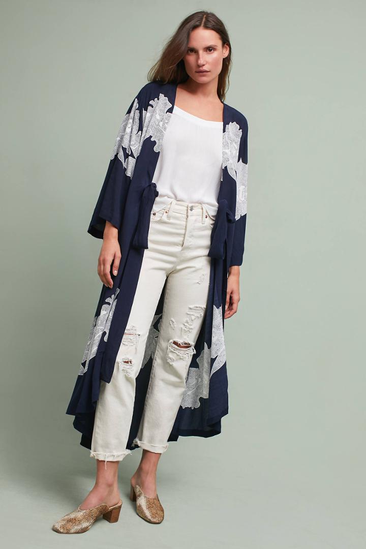 Anthropologie Orchid Striped Kimono