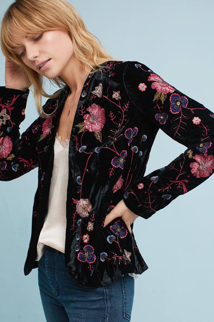 Ett:twa Embellished Velvet Jacket
