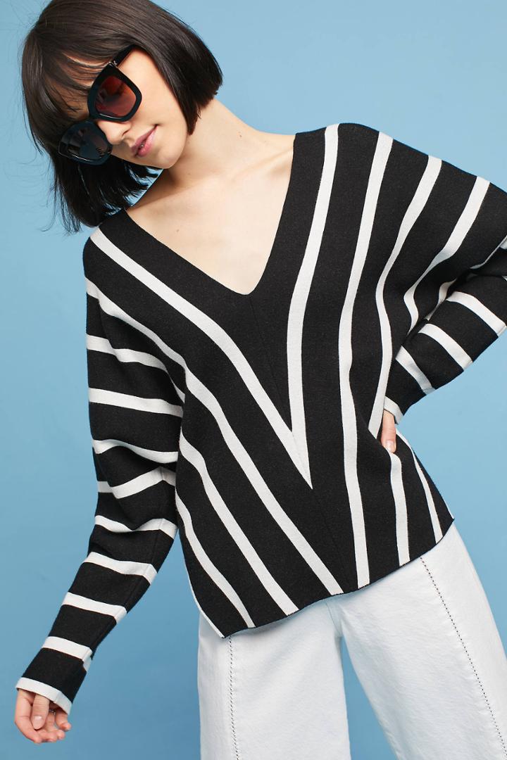 Moth Striped V-neck Pullover
