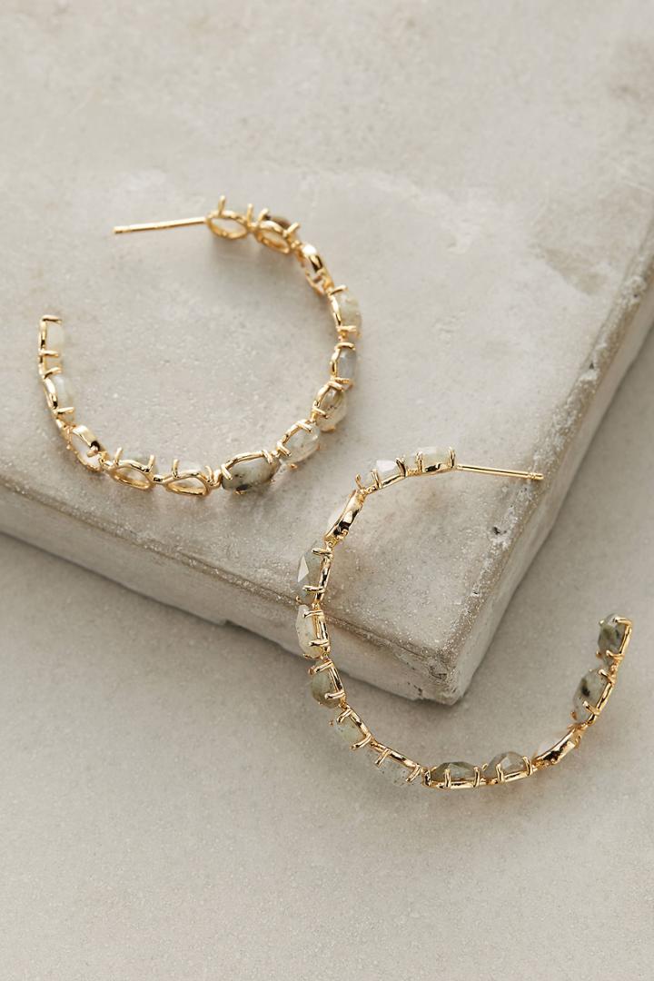 Anthropologie Ailynne Stone Hoop Earrings