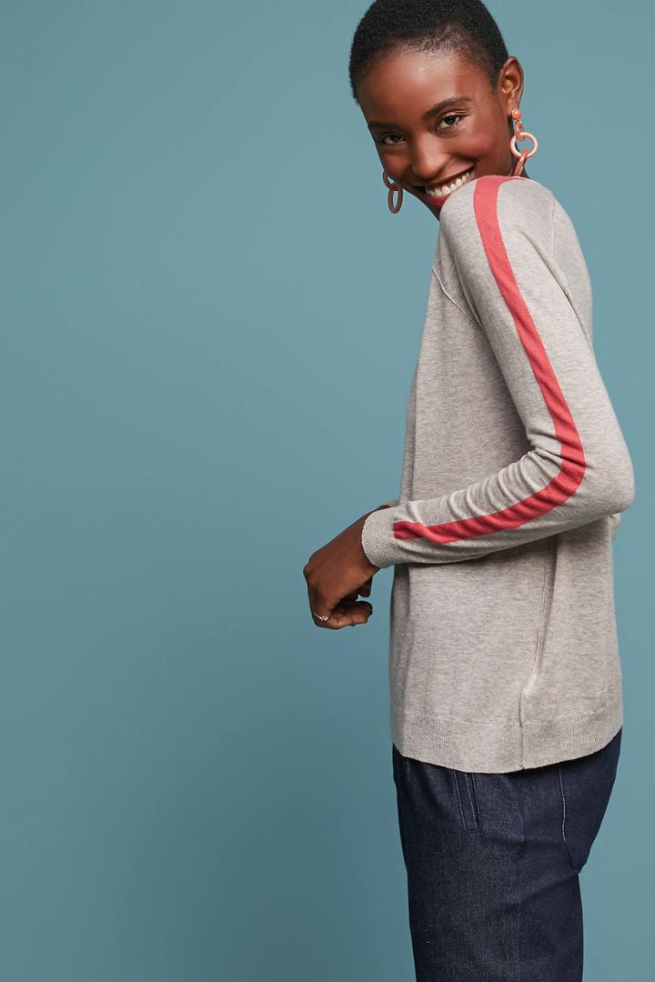 Velvet By Graham & Spencer Torie Striped-sleeve Pullover