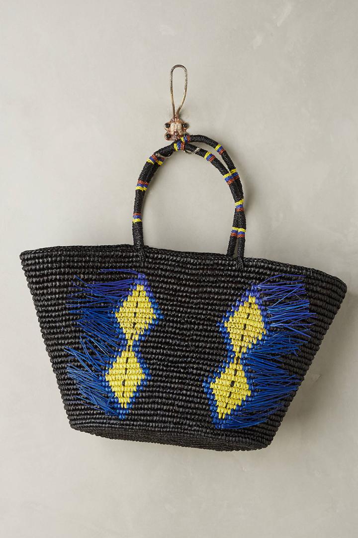 Sensi Studio Frayed Diamonds Straw Bag