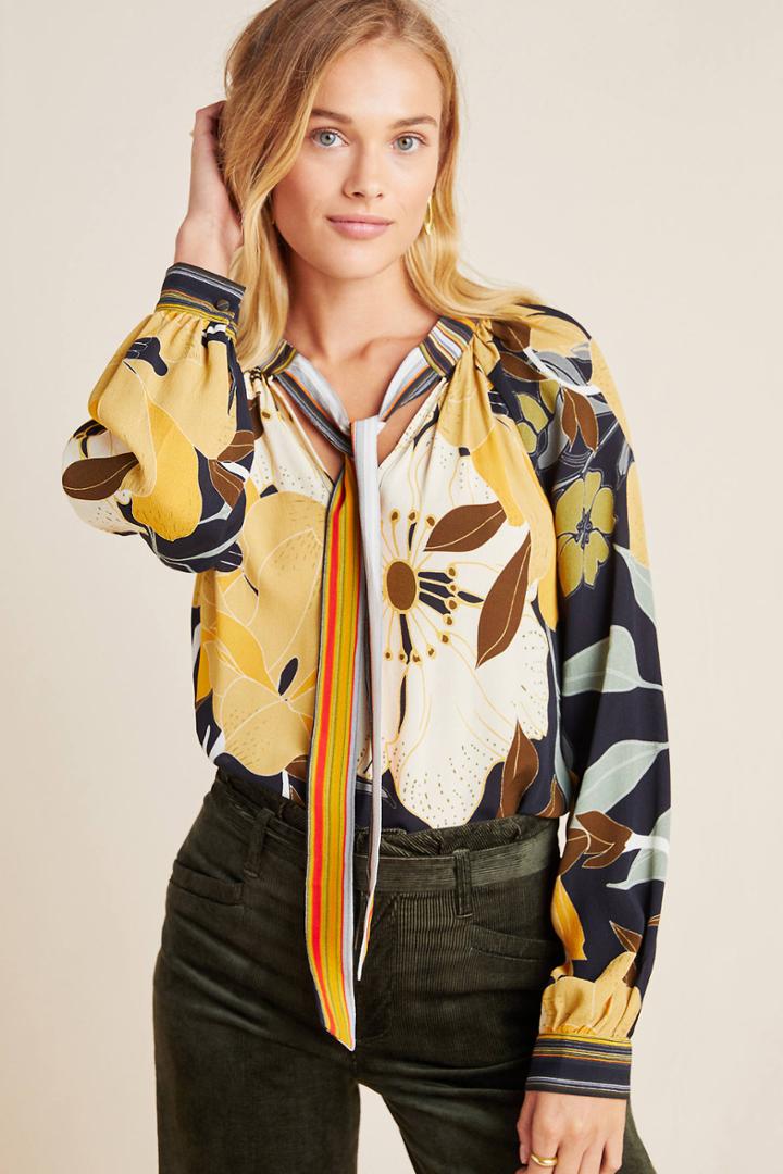 Bl-nk Sharona Tie-neck Blouse