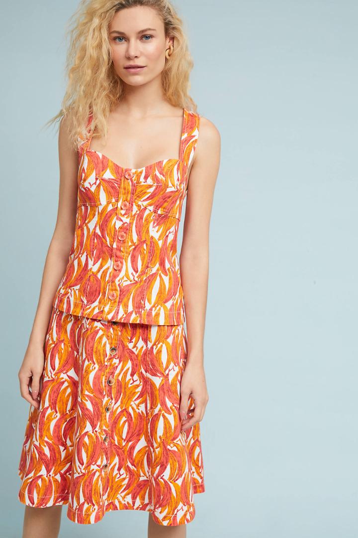 Maeve Banana Grove Denim Midi Skirt
