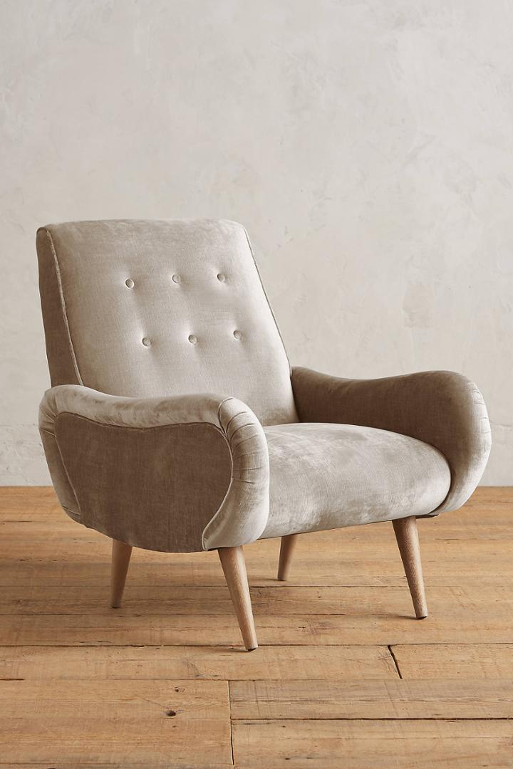 Anthropologie Slub Velvet Losange Chair