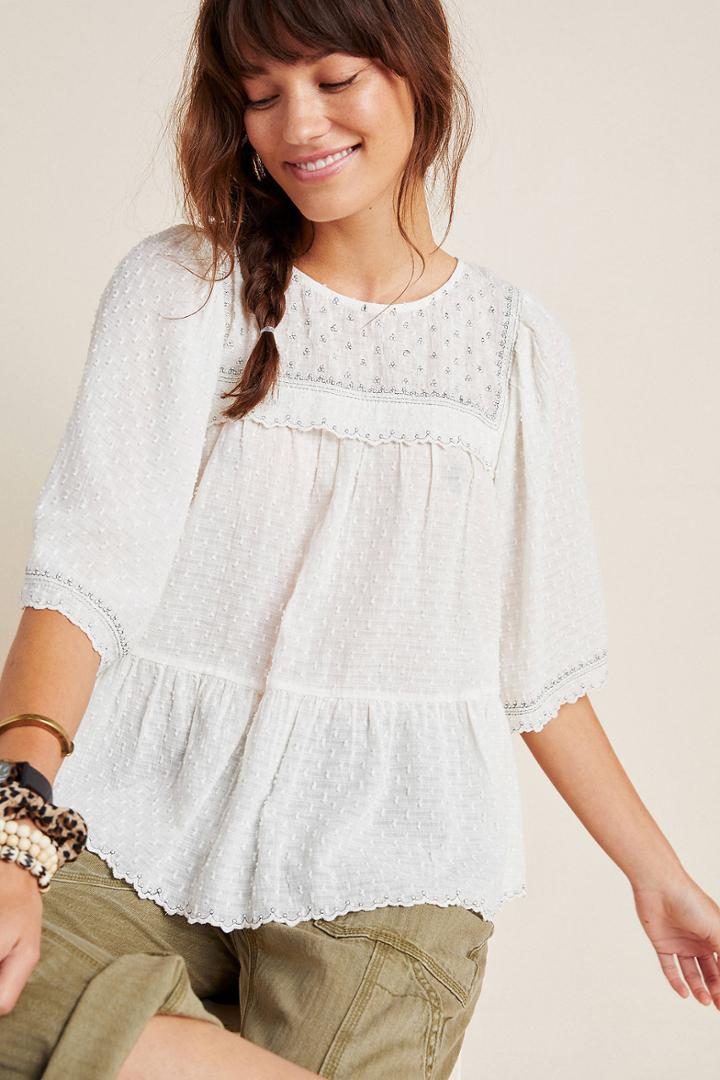 Velvet By Graham & Spencer Raina Eyelet Babydoll Blouse