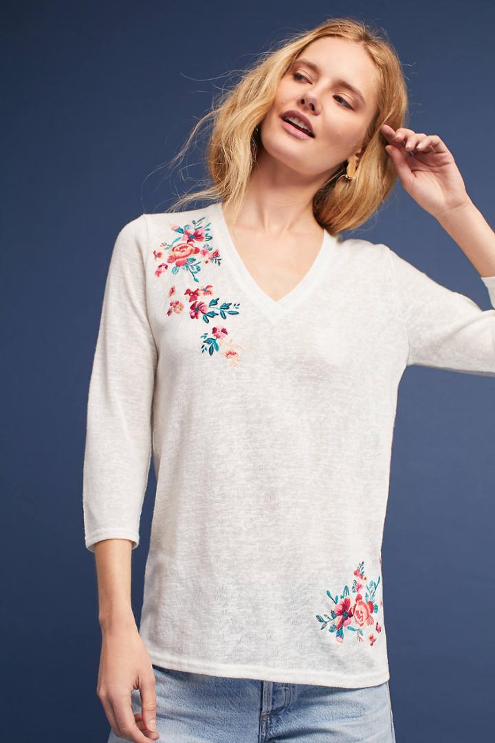 Moon River Twining V-neck Tee