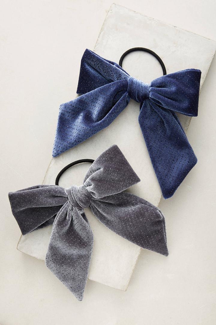 Anthropologie Shimmered Velvet Bow Pony Holder Set