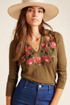 Anthropologie Etienne Hooded Waffle Top