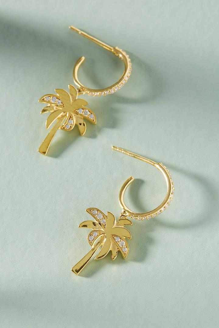 Anthropologie Pinapple Charm Hugger Hoop Earrings