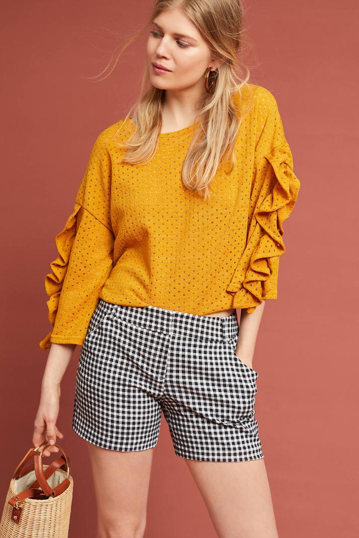 Blue Tassel Maggie Ruffle-sleeve Pullover