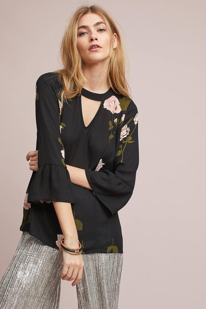 Maeve Floral V-neck Peplum Top