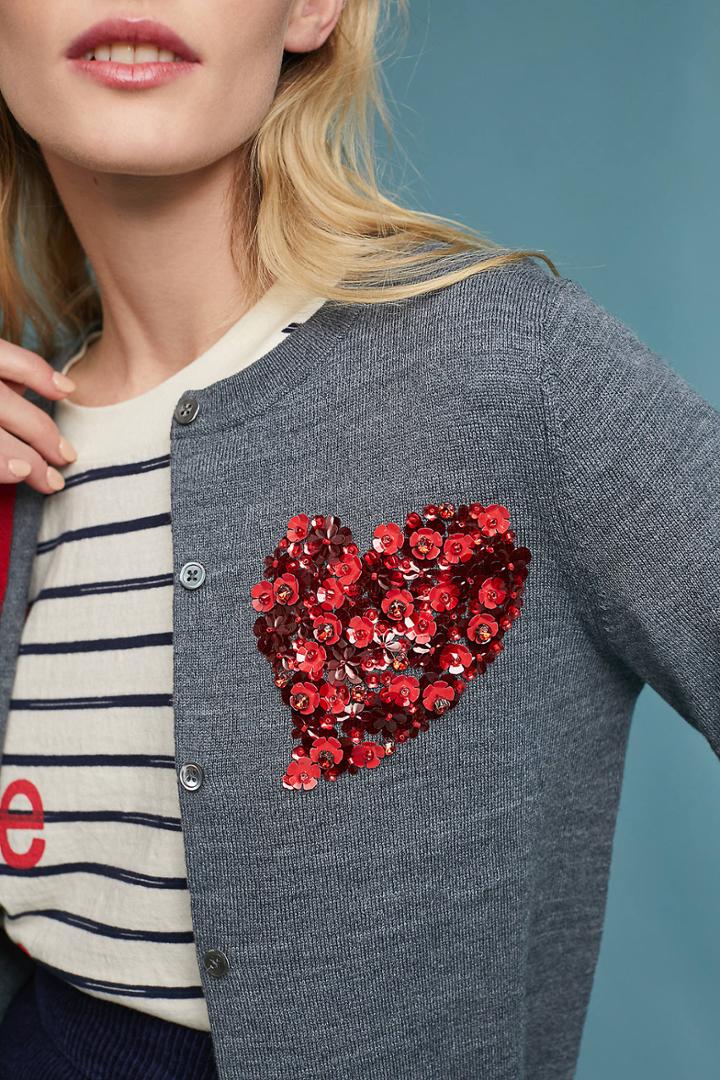 Moth Sequin Heart Cardigan