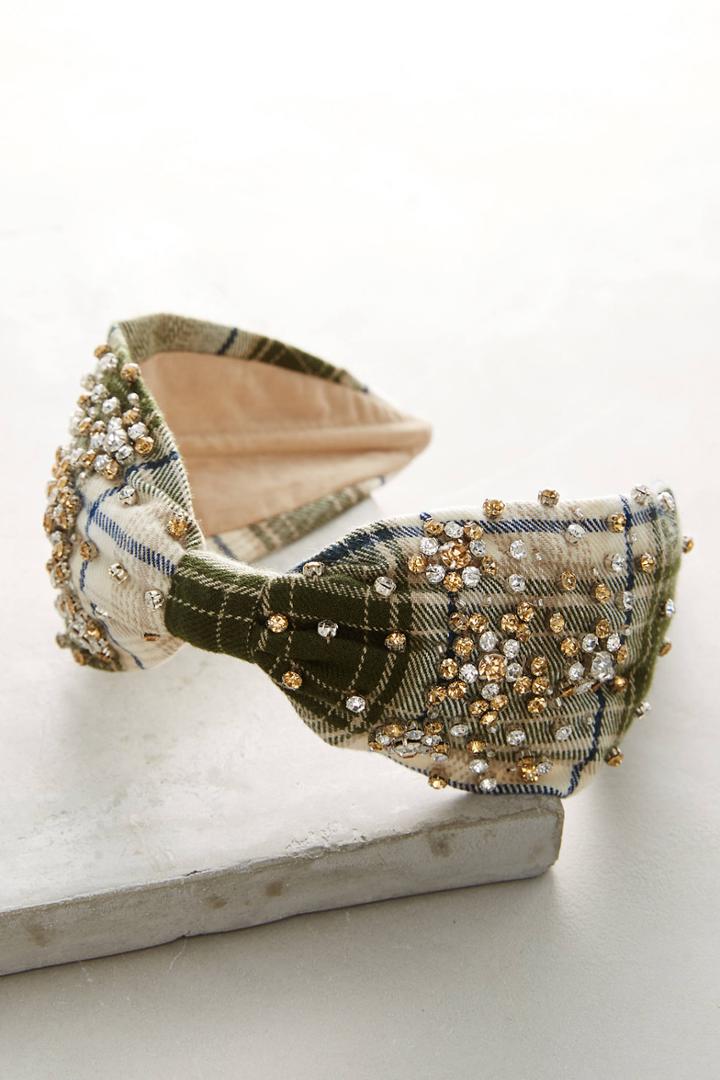 Anthropologie Beaded Plaid Headband