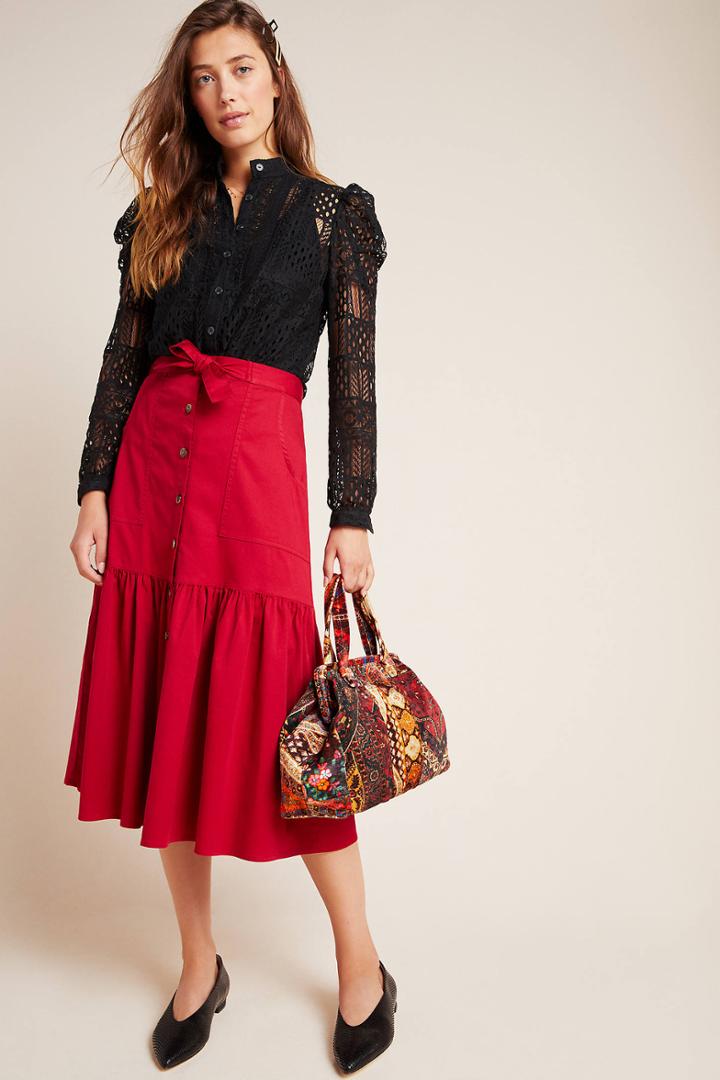 Amadi Arielle Flounced Midi Skirt